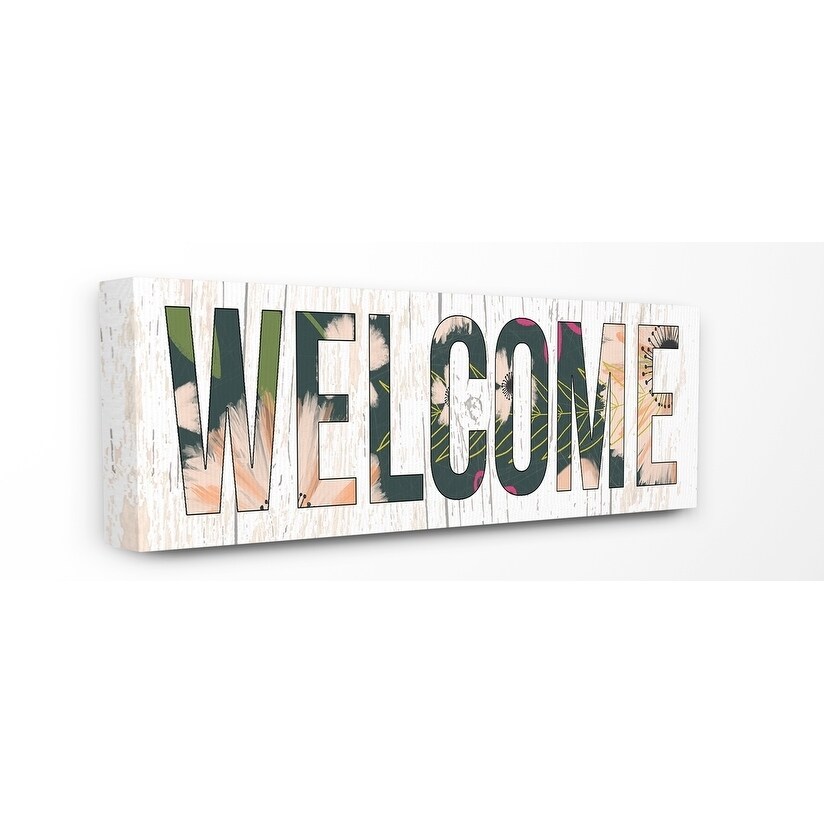 Shop The Stupell Home Decor Welcome Planked Look Sign With Floral