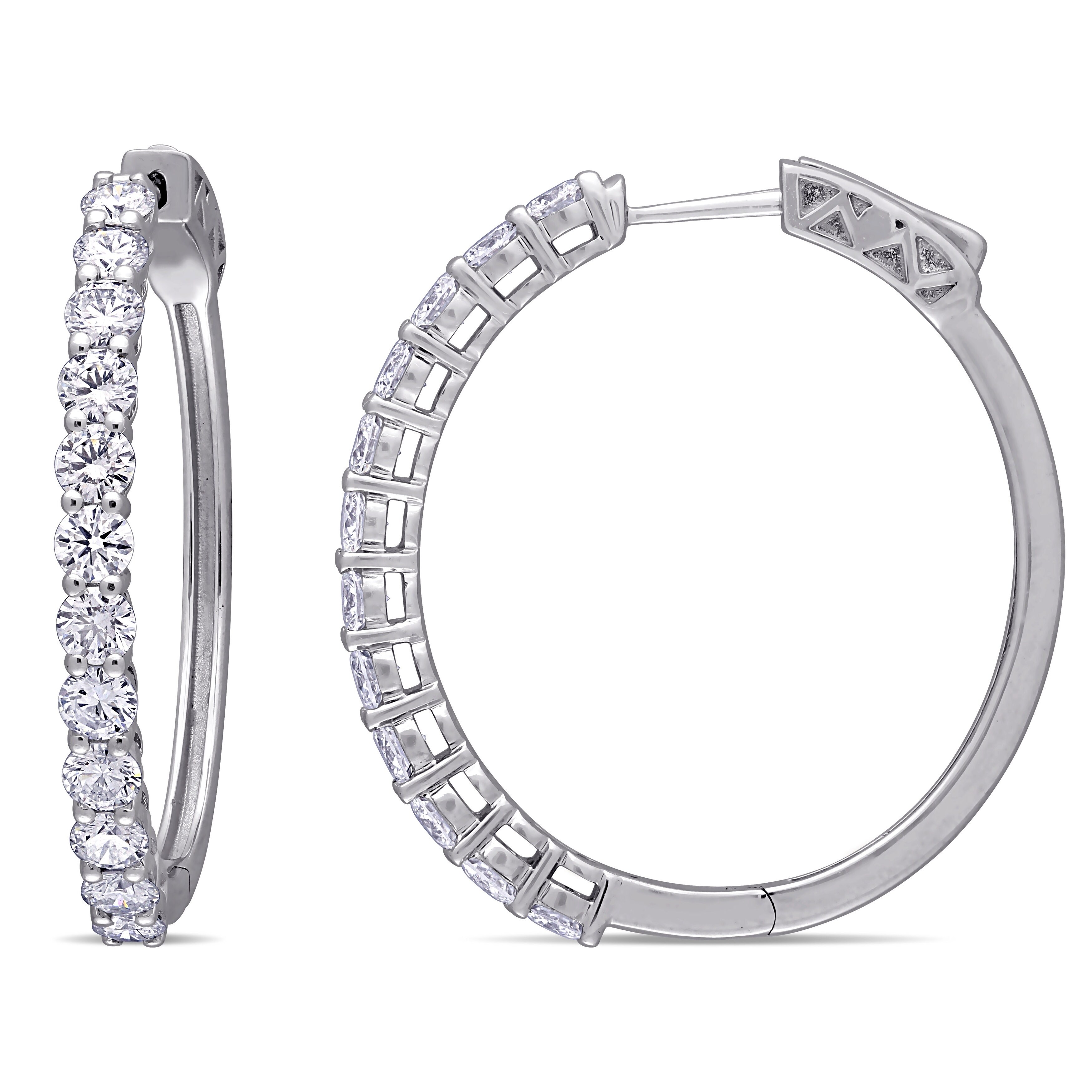 lab created diamond hoop earrings