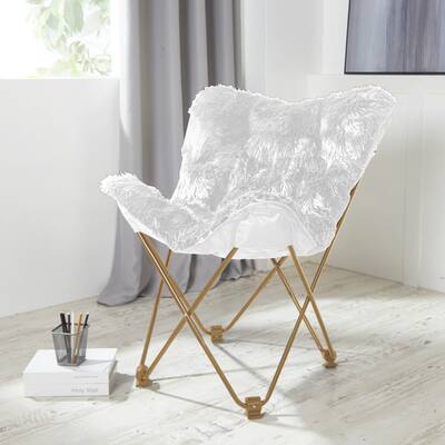 Silver Orchid Hardy Faux Fur Butterfly Chair