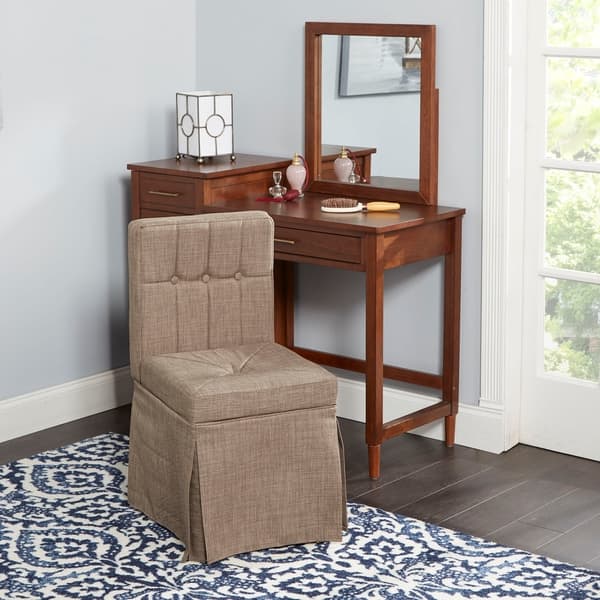 Shop Jennifer Tufted Vanity Seat With High Back Overstock 26890626