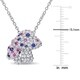 preview thumbnail 3 of 2, Laura Ashley Created White Blue Sapphire and Created Ruby Clustered Mushrooms Necklace in Silver