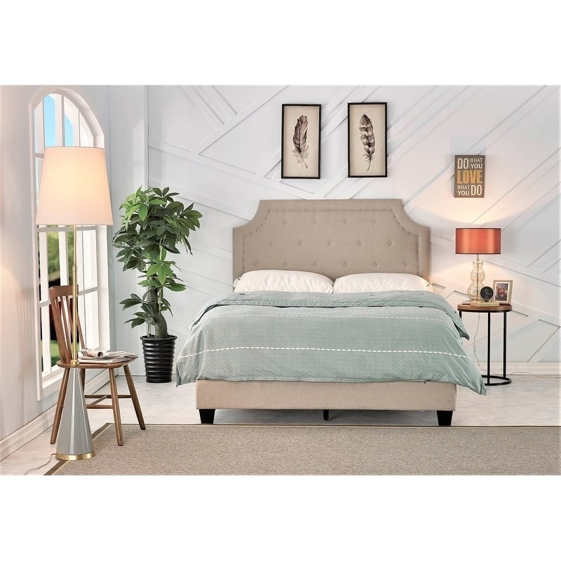 Skipper Upholstered Panel Bed - Beige