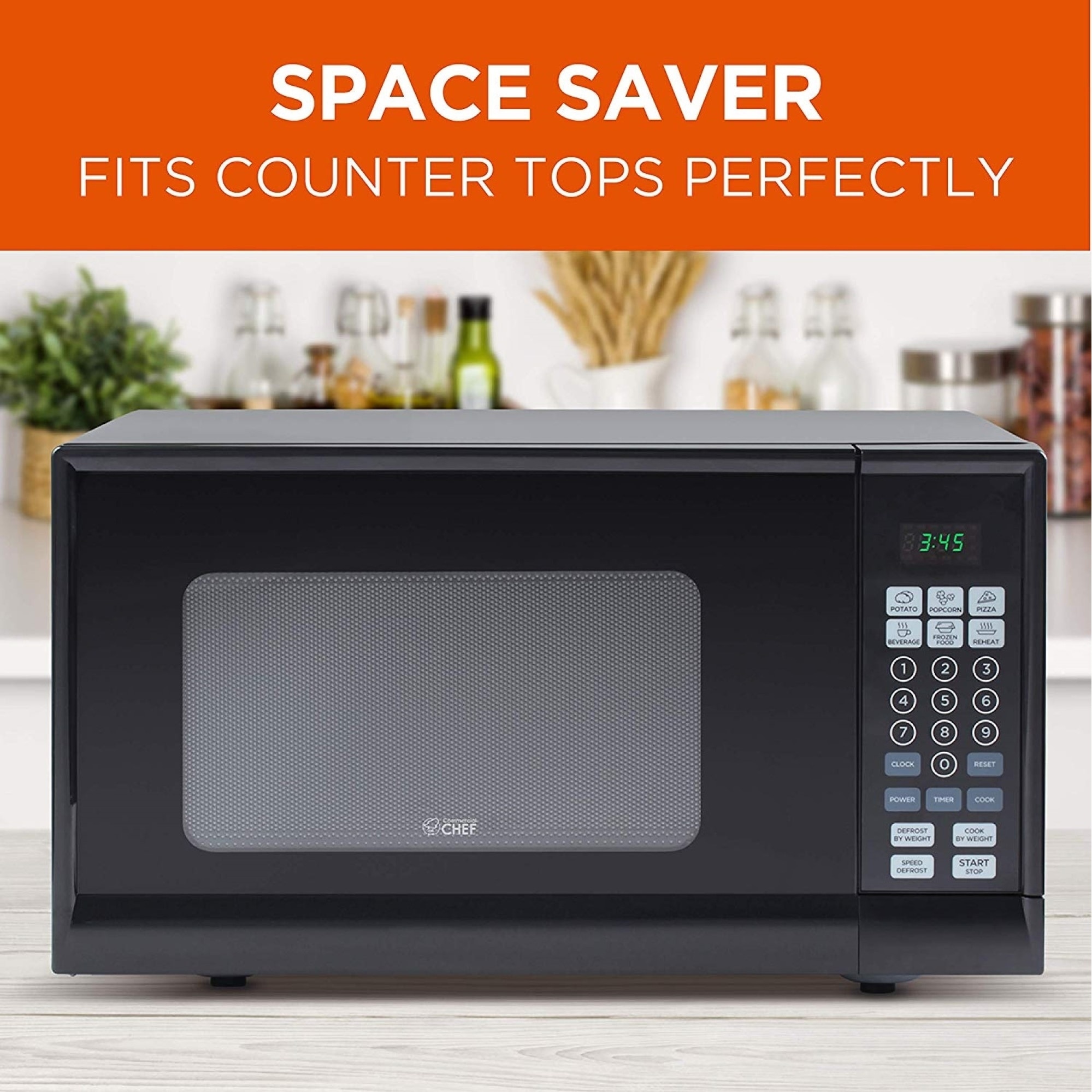 Commercial Chef 0.9 Cu. Ft. Counter Top Microwave,Black