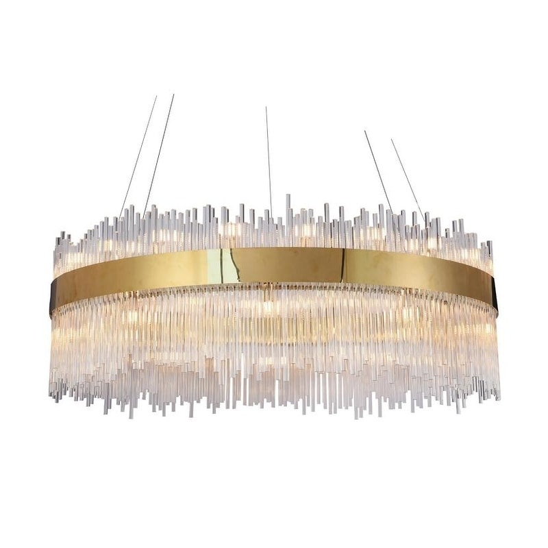 Gold Stainless Steel Chandelier With Clear Glass Rods - Chandeliers For Bedrooms by Overstock.com