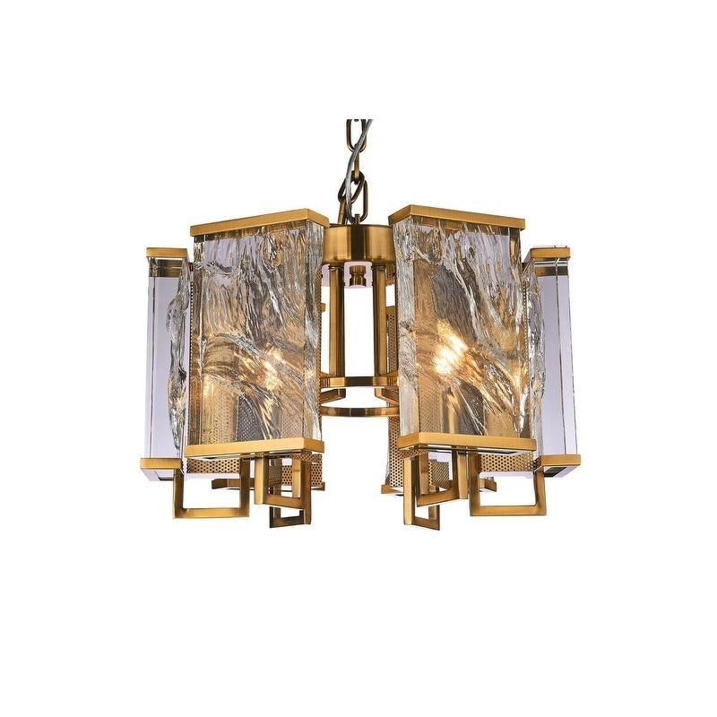 Brass Iron Chandelier With Clear Crystal Plaques - Chandeliers For Bedrooms by Overstock.com