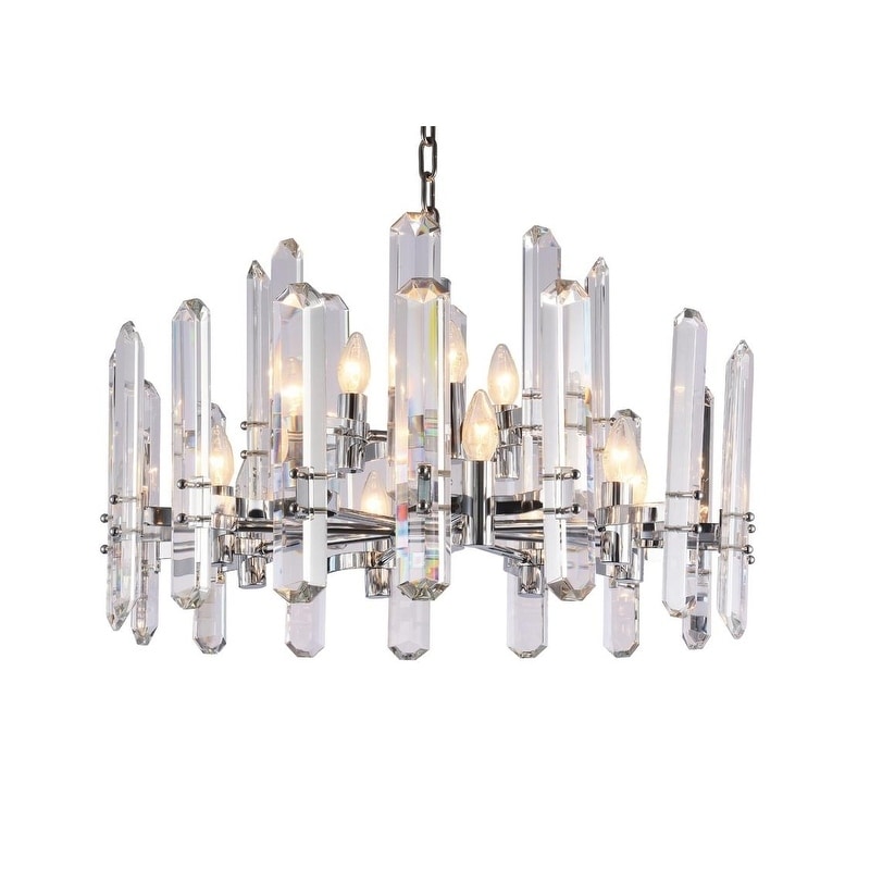 Chrome Steel Chandelier With Clear Crystal Plaques - Chandeliers For Bedrooms by Overstock.com