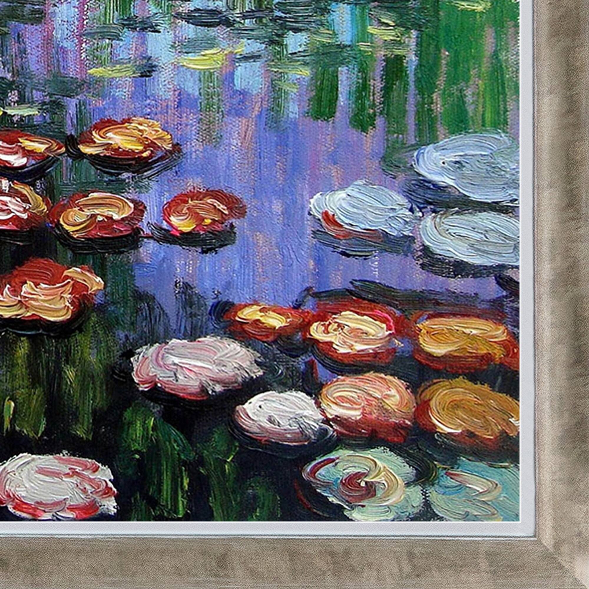 La Pastiche Claude Monet 'Water Lilies' (pink) Hand Painted Oil ...