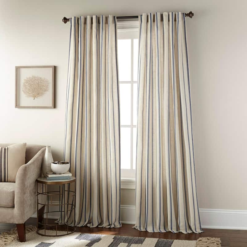 Clementine Vertical Stripe Single Curtain Panel - Blue