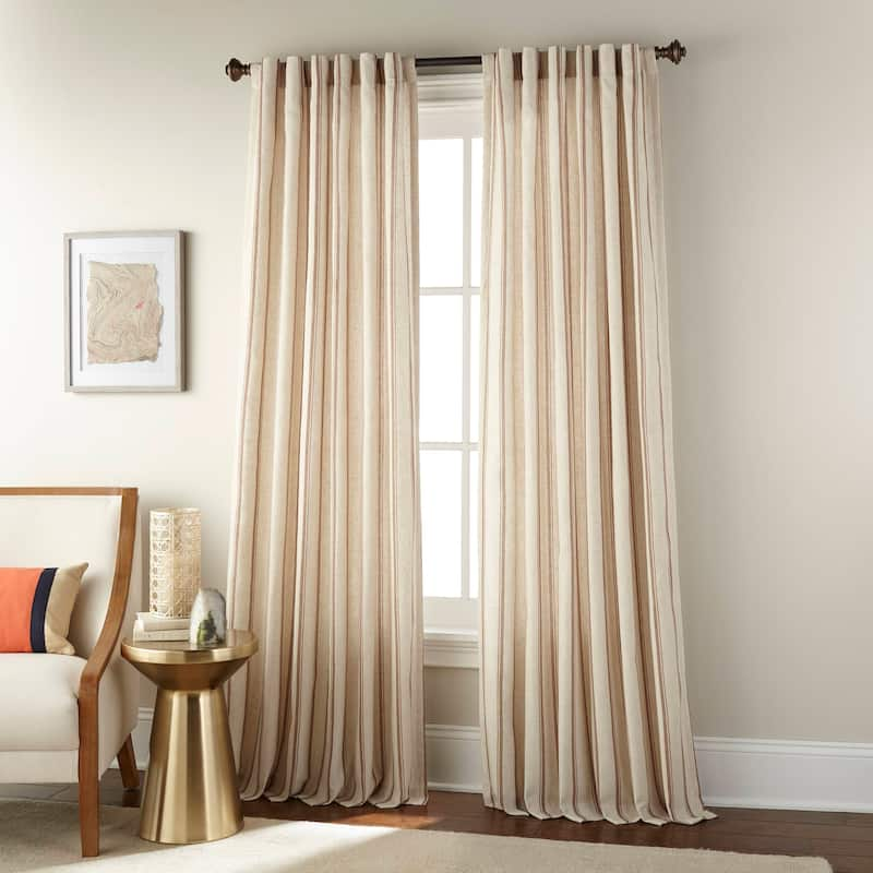 Clementine Vertical Stripe Single Curtain Panel - Tan