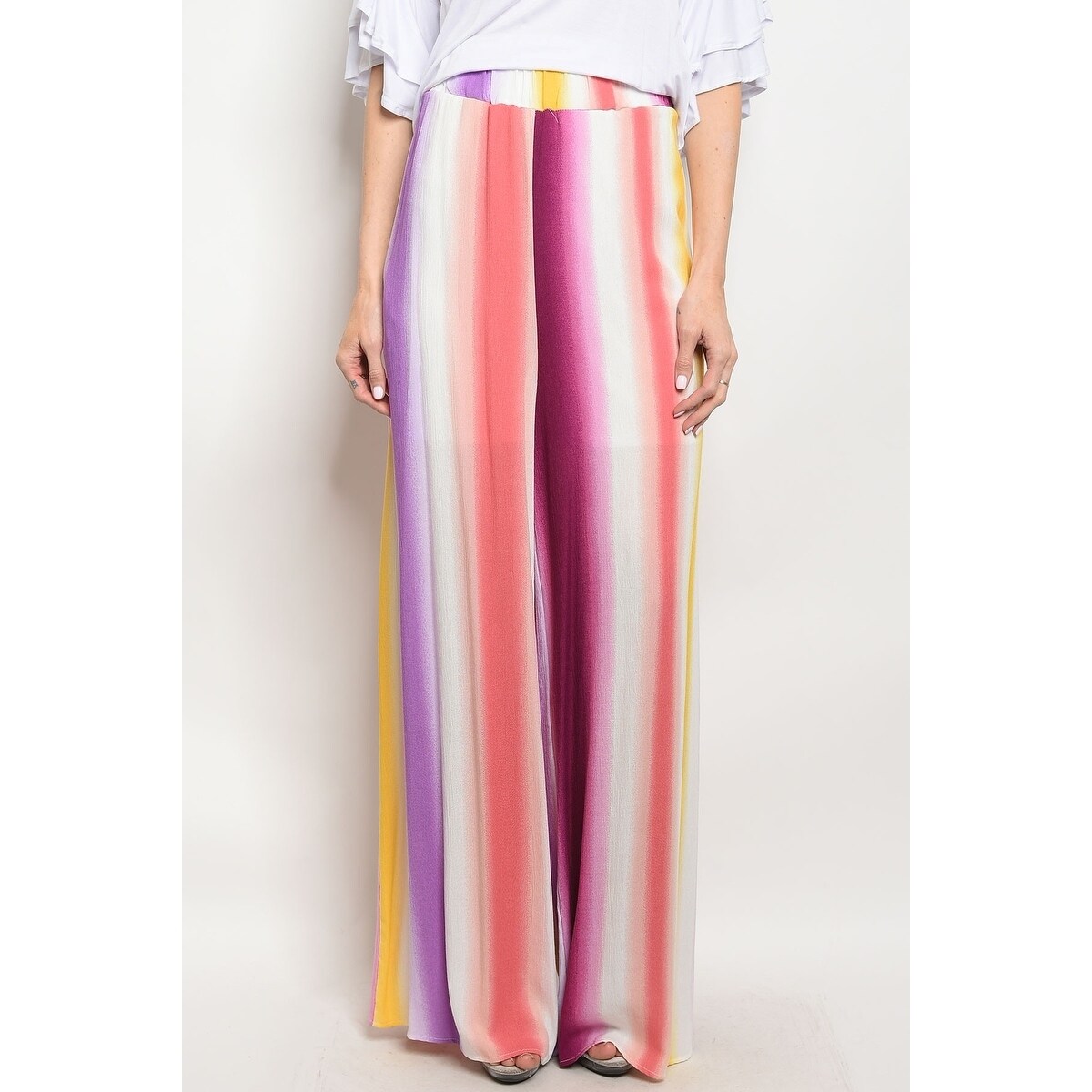 multi colored striped palazzo pants