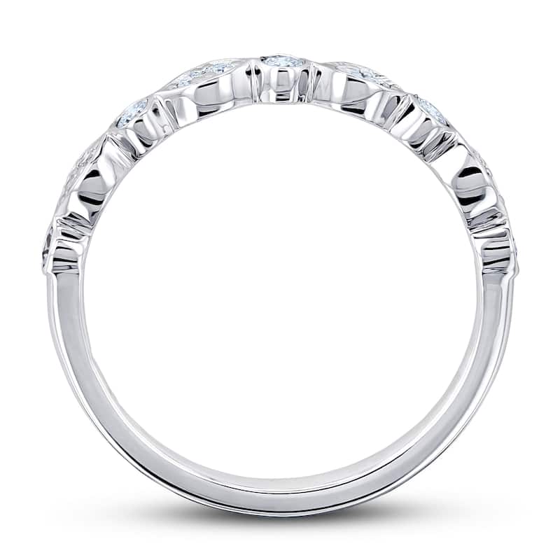 Annello by Kobelli 14k Gold Bezel and Pave Diamond Bead-Patterned Ring