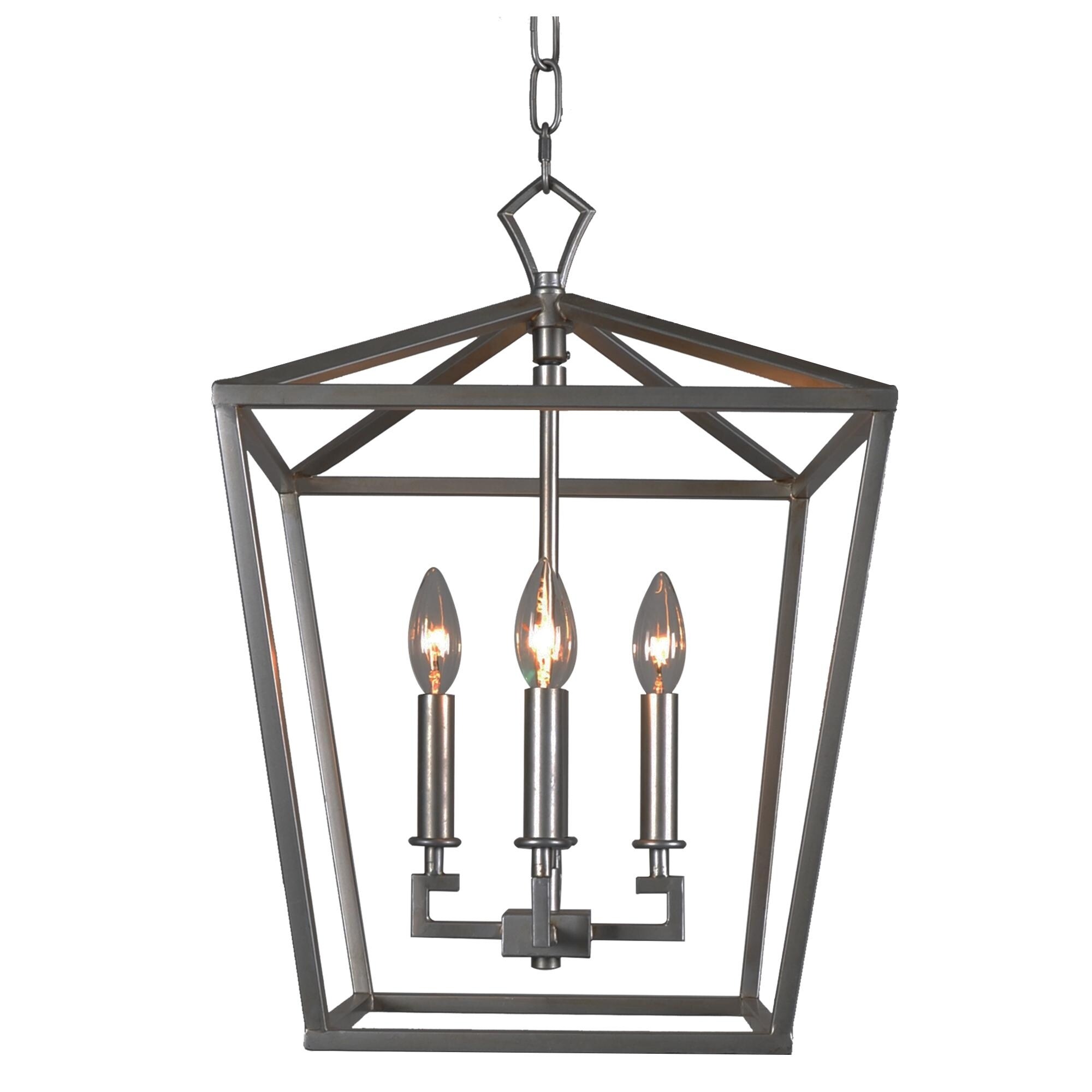 Halen Elton Home Contemporary modern Antique Silver  4-light counter-top foyer lantern chandelier pendant - Chandeliers For Bedrooms by Overstock.com