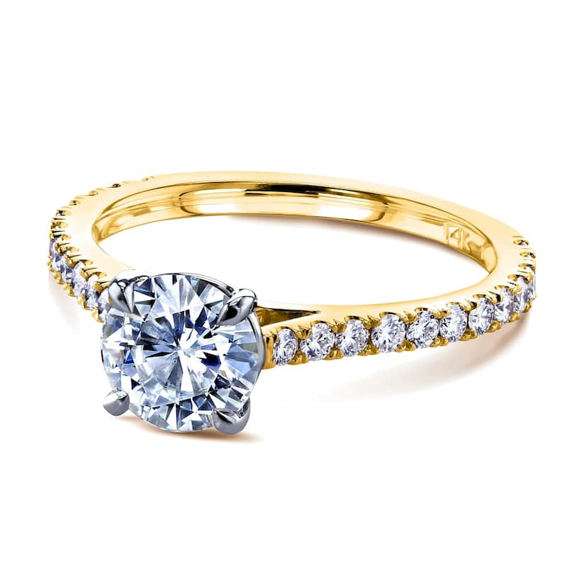 Kobelli 1.35 Carats Moissanite & Natural Diamond Solid 14k Gold Cathedral Near Eternity Martha Engagement Ring