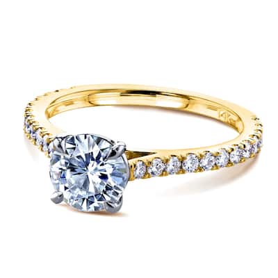 Kobelli 1.35 Carats Moissanite & Natural Diamond Solid 14k Gold Cathedral Near Eternity Martha Engagement Ring