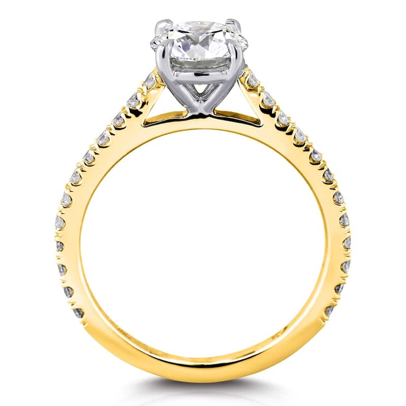 Kobelli 1.35 Carats Moissanite & Natural Diamond Solid 14k Gold Cathedral Near Eternity Martha Engagement Ring