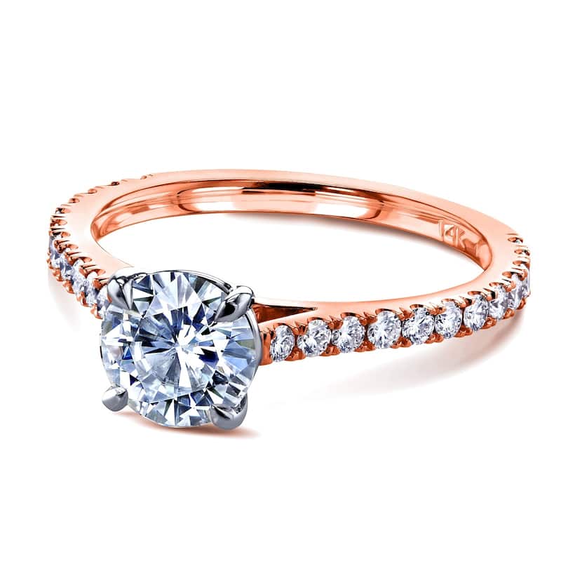 Kobelli 1.35 Carats Moissanite & Natural Diamond Solid 14k Gold Cathedral Near Eternity Martha Engagement Ring