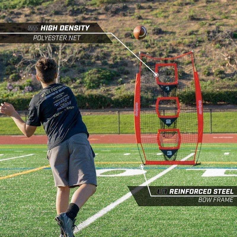 GoSports 8’x4’ Football Training Target Net | Improve QB Throwing Accuracy – Includes Foldable Bow Frame and Portable Case