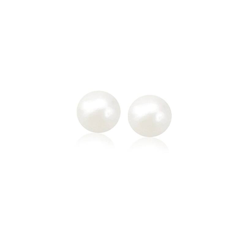 6-7mm White Cultured Freshwater Pearl Stud Earrings