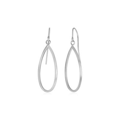 14k White Gold Earrings with Polished Open Teardrop Dangles