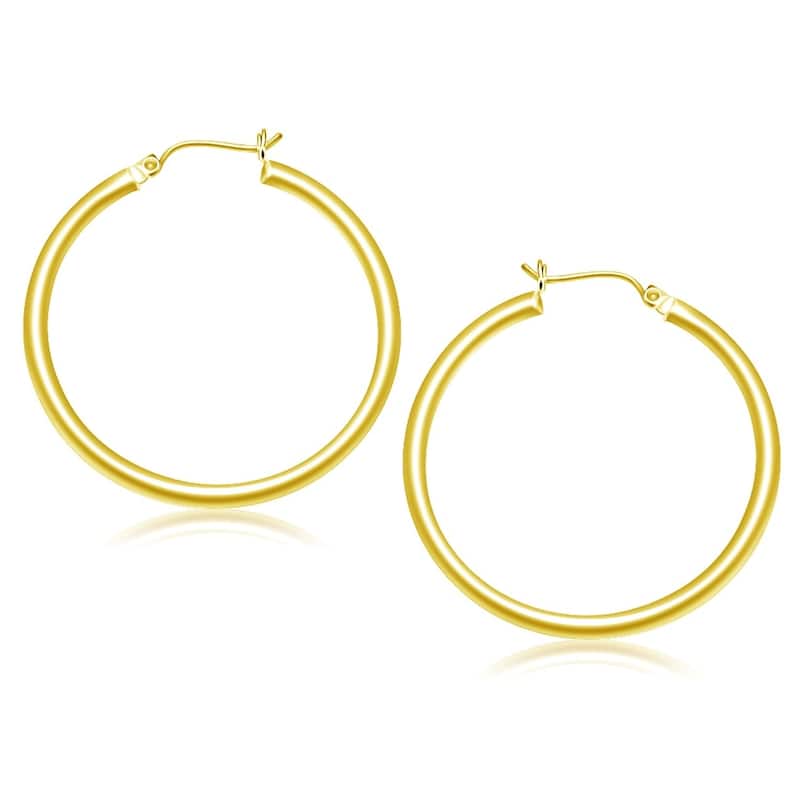 14k Yellow Gold Polished Hoop Earrings (40 mm)