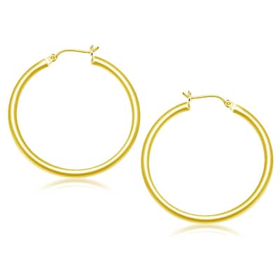 14k Yellow Gold Polished Hoop Earrings (40 mm)