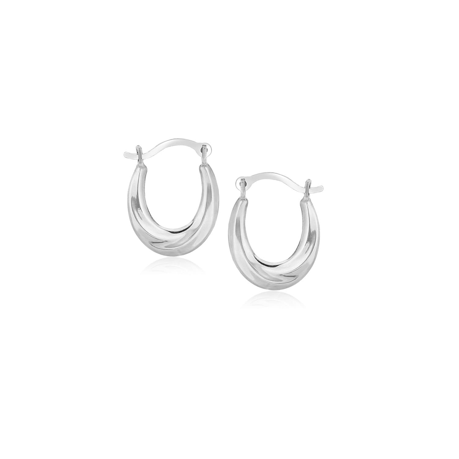 MayaMila 10k White Gold Oval Hoop Earrings