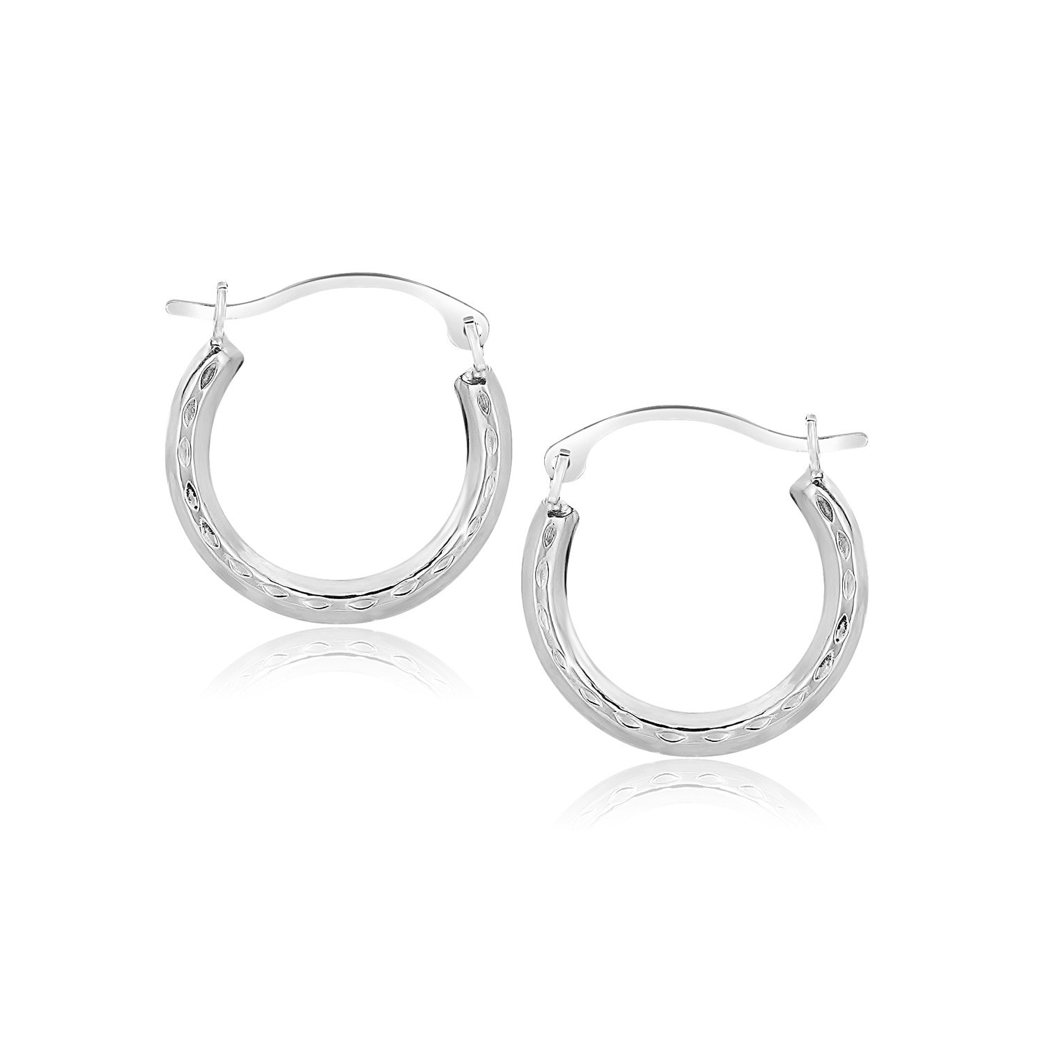 MayaMila 10k White Gold Fancy Hoop Earrings