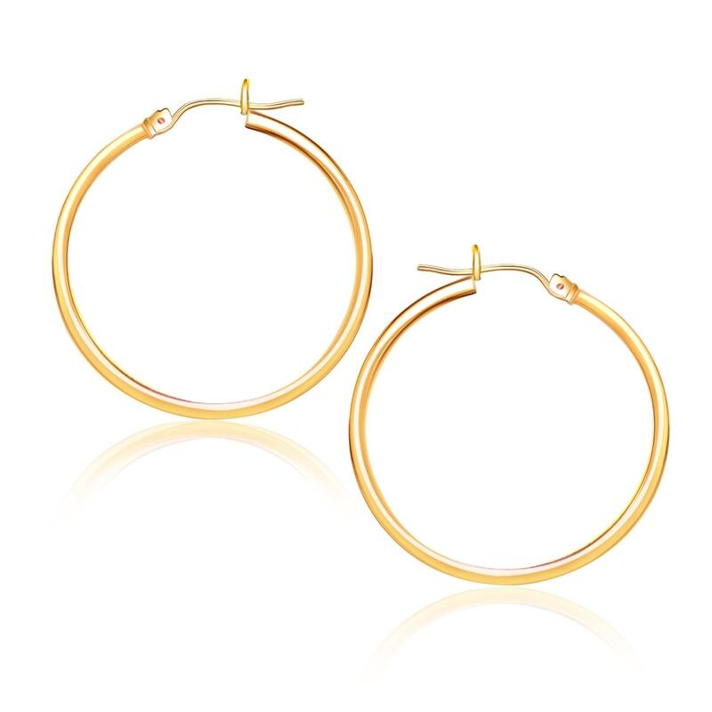 14k Rose Gold Polished Hoop Earrings (15 mm) main image 1