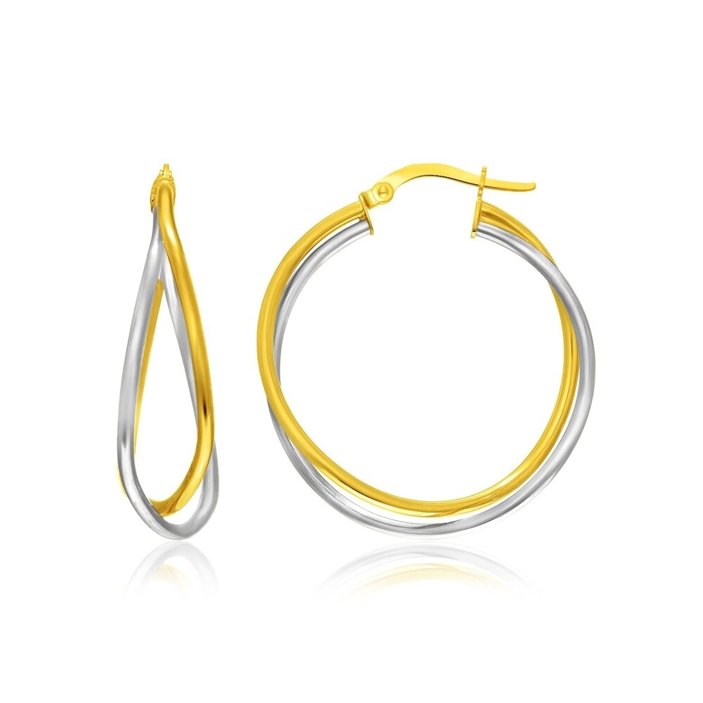 14K Two-tone Circle 5 Heart Earrings