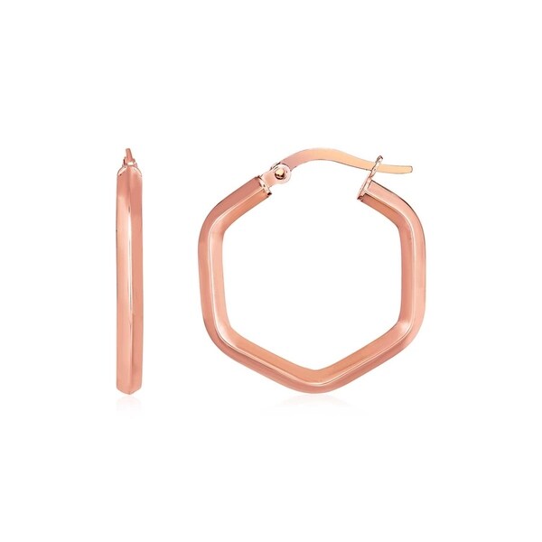 rose gold hexagon hoop earrings