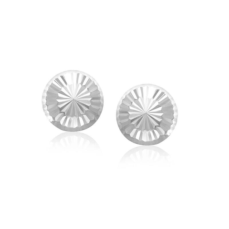 Flat Style Diamond Cut Stud Earrings in 14k White Gold(8mm) main image 0