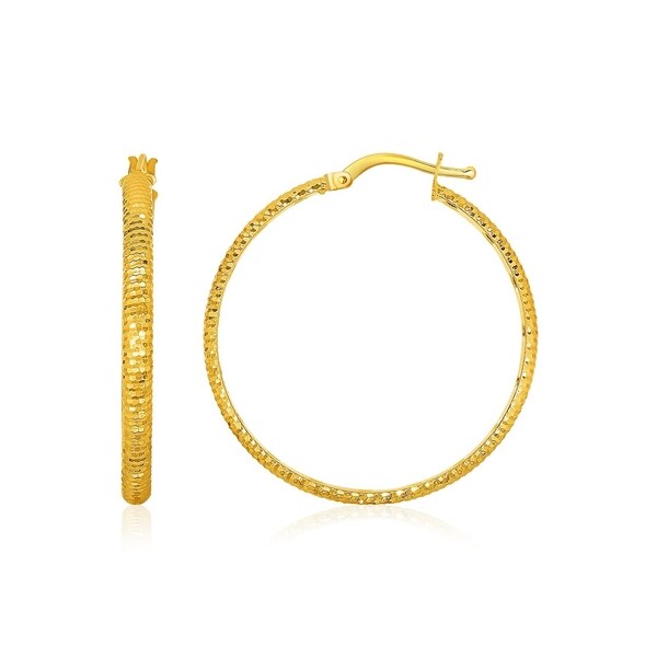 14k Yellow Gold Diamond Cut Hoop Earrings On Free 14k Yellow Gold Diamond Cut Hoop Earrings On Free Shipping Today 26892553