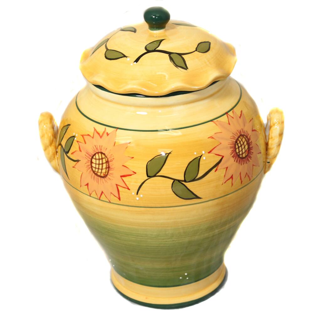 Sunflower Garden Handpainted Large Cookie Jar