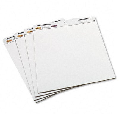 3m Post it Self stick Plain White Easel Pads (4 Pads/carton)