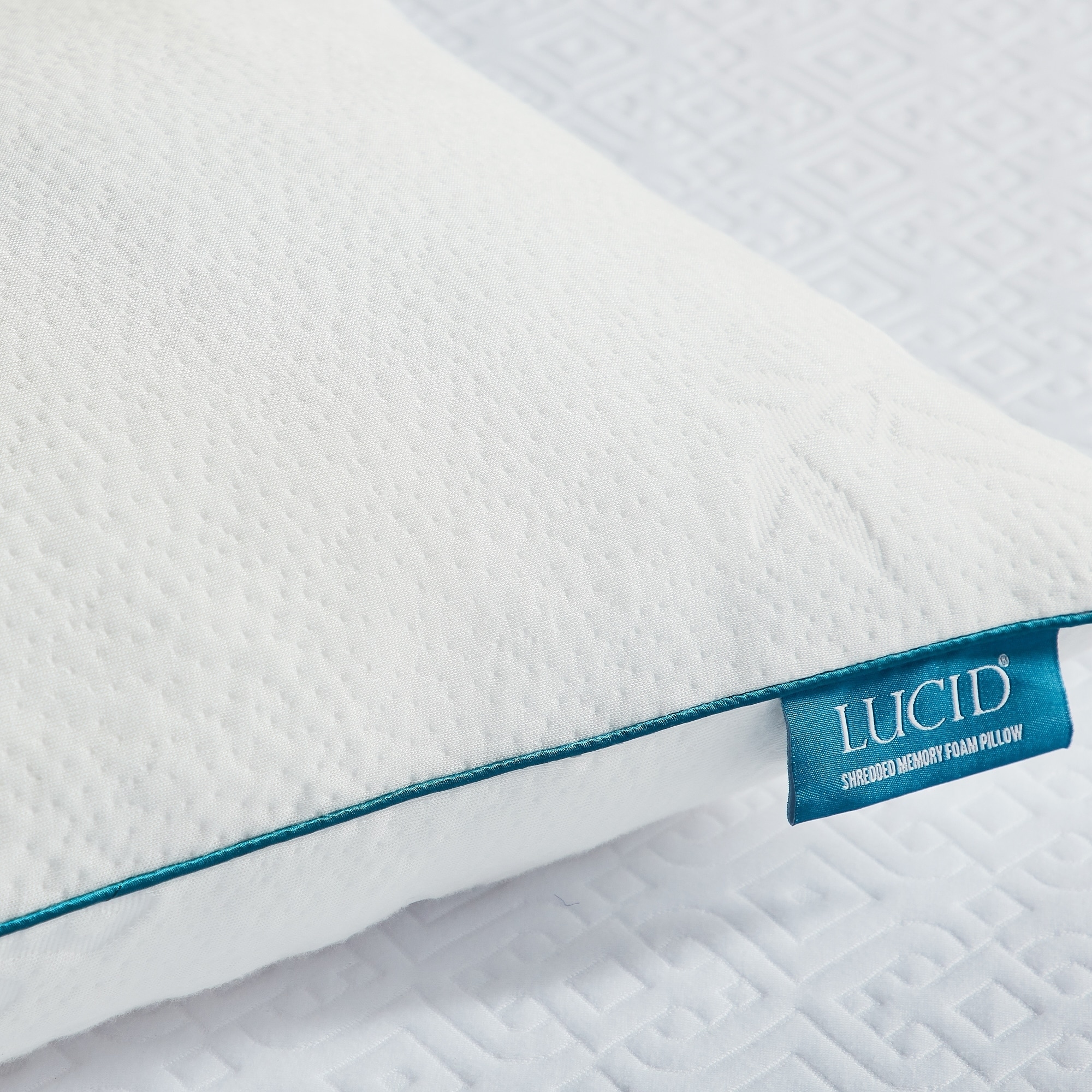 Lucid Comfort Collection Fiber & Shredded Memory Foam Pillow with Zippered  Inner Cover