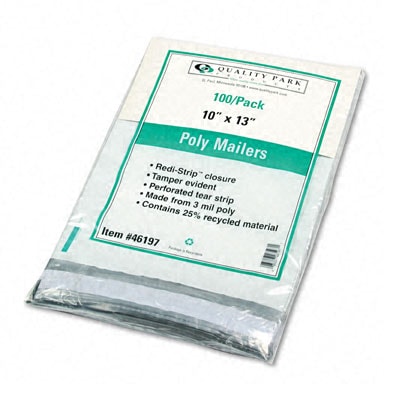 Recycled Plain White Poly Mailers With Redi strip Closure   100/pack