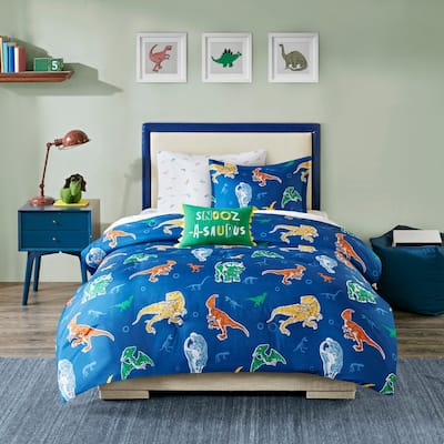 Mi Zone Kids Tyler Blue Robot Dinosaur Complete Bed and Sheet Set