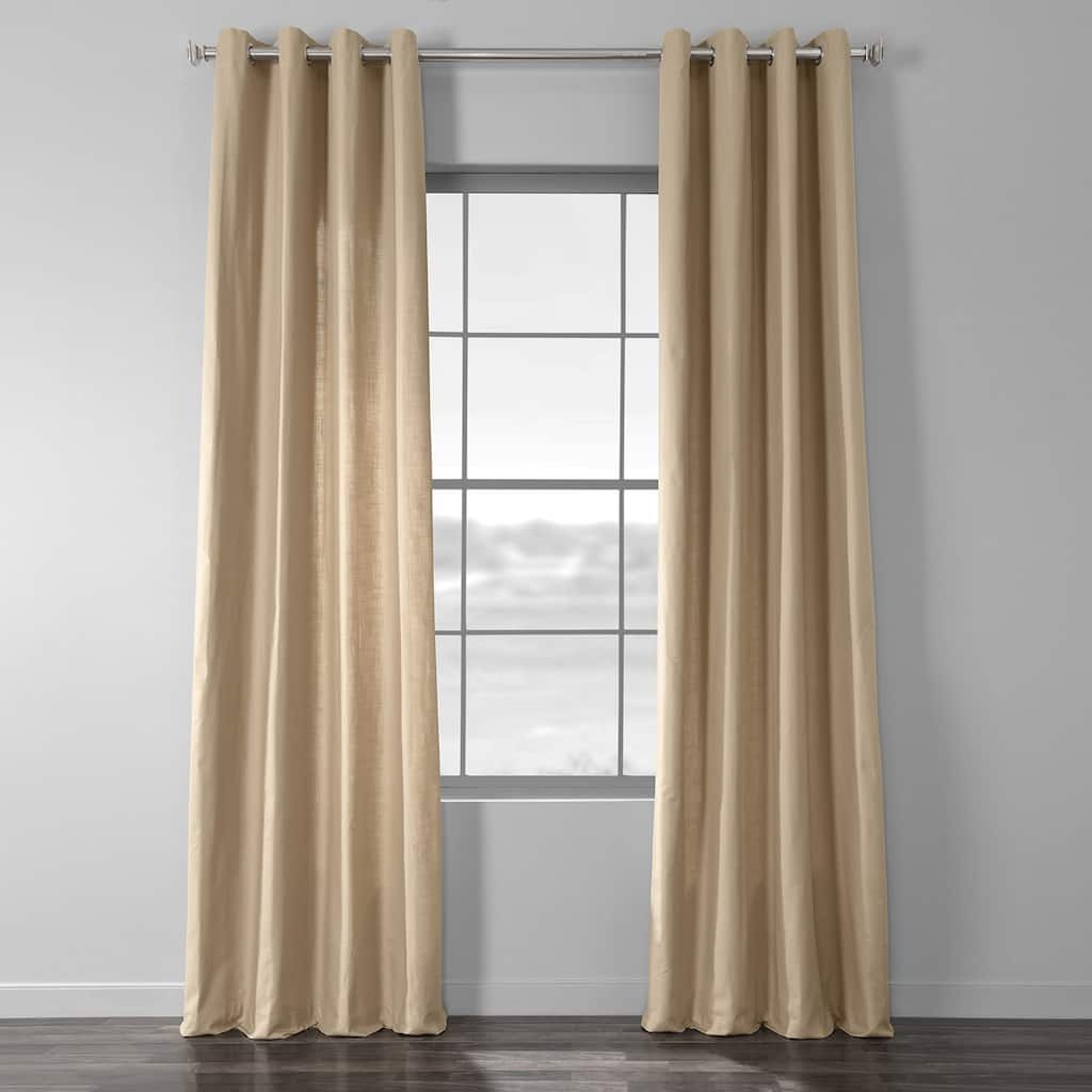 Exclusive Fabrics Solid Country Cotton Linen Weave Grommet Curtain (1 Panel)