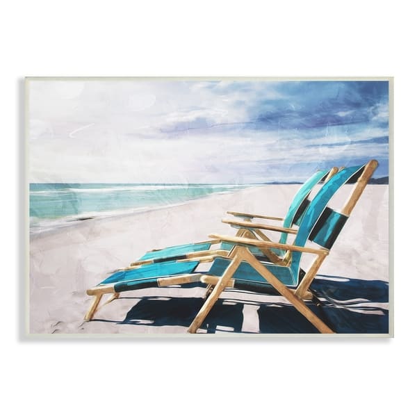 The Stupell Home Decor Set Of Teal Blue Chairs On Beach Stupell Home Decor Set Of Teal Blue