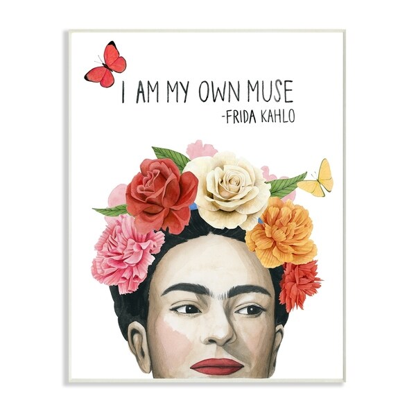 The Stupell Home Decor Pink and Coral My Own Muse Frida's Flowers Wall Plaque Art, 10 x 15, Proudly Made in USA