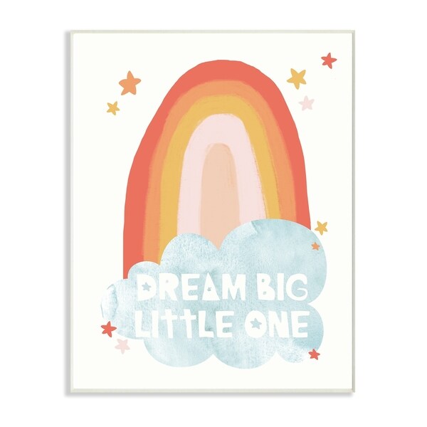 The Kids Room By Stupell Dream Big Little One Mod Orange Rainbow Wall Plaque Art, 10 x 15, Proudly Made in USA