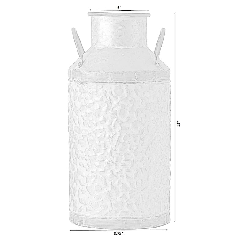 Rustic Farmhouse Galvanized Metal Milk Can Decoration Planter, Vase