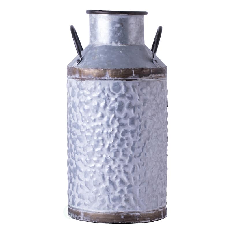 Rustic Farmhouse Galvanized Metal Milk Can Decoration Planter, Vase - Large