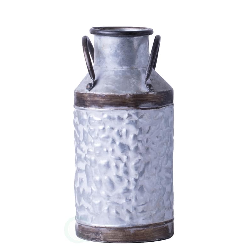 Rustic Farmhouse Galvanized Metal Milk Can Decoration Planter, Vase