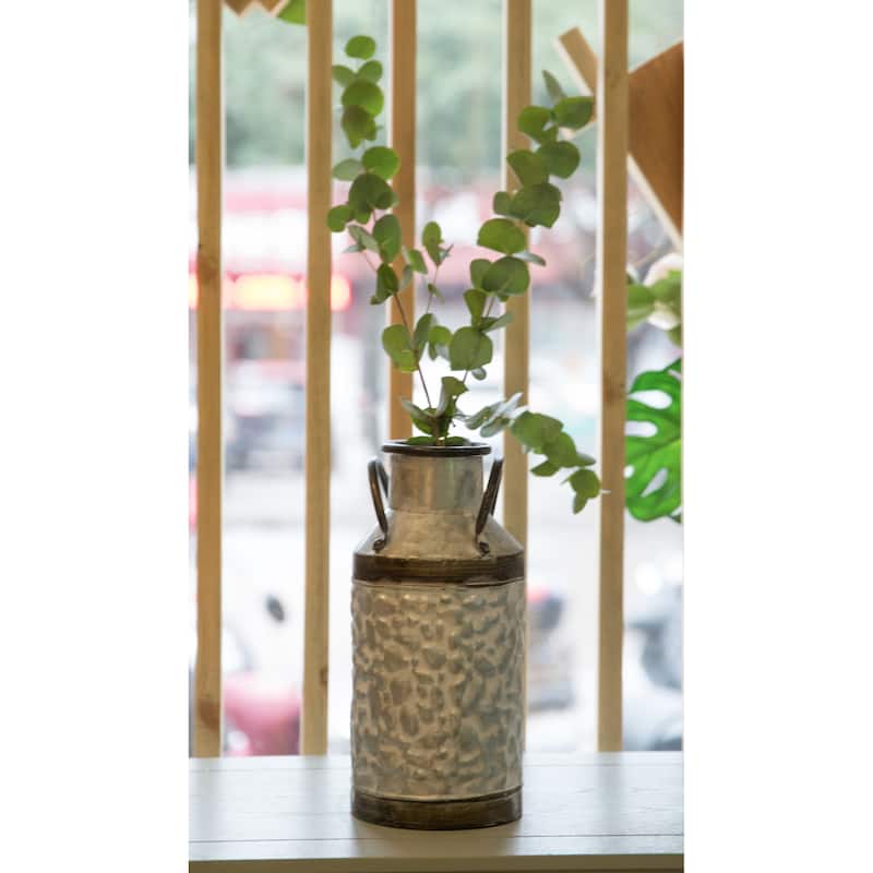 Rustic Farmhouse Galvanized Metal Milk Can Decoration Planter, Vase
