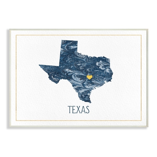 The Stupell Home Decor Texas Minimal Blue Marbled Paper Silhouette Wall Plaque Art, 10 x 15, Proudly Made in USA