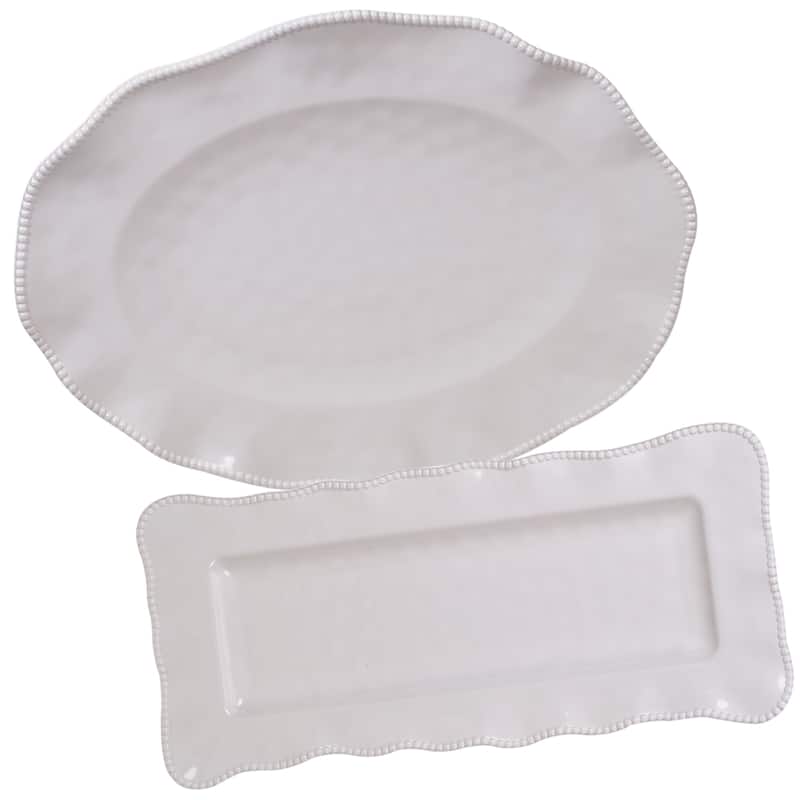 Certified International Perlette 2-piece Platter Serveware Set - Beige