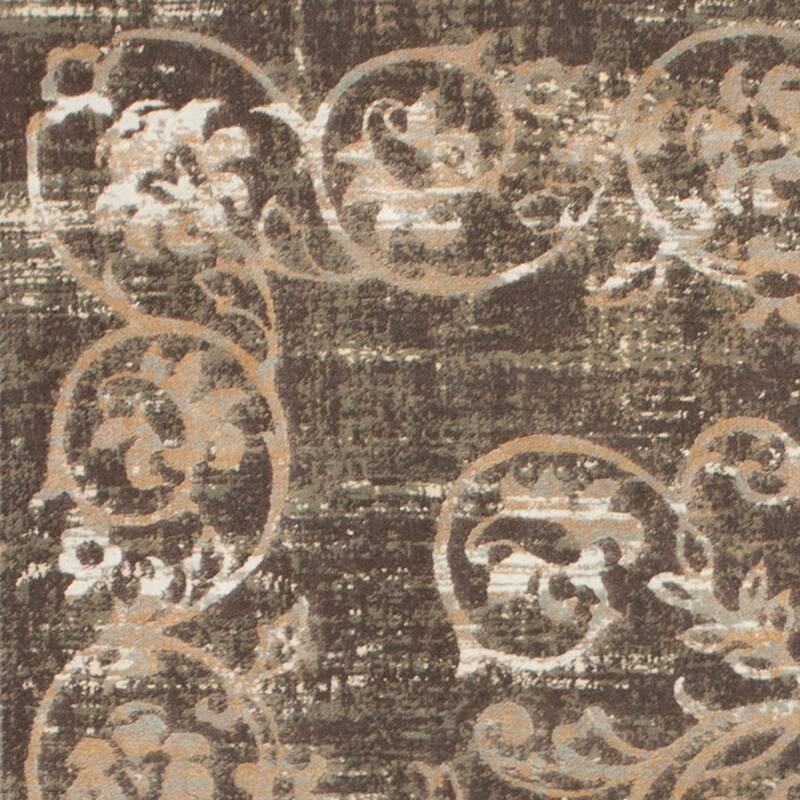 Domani Ekaterina Distressed Taupe Floral Runner Rug