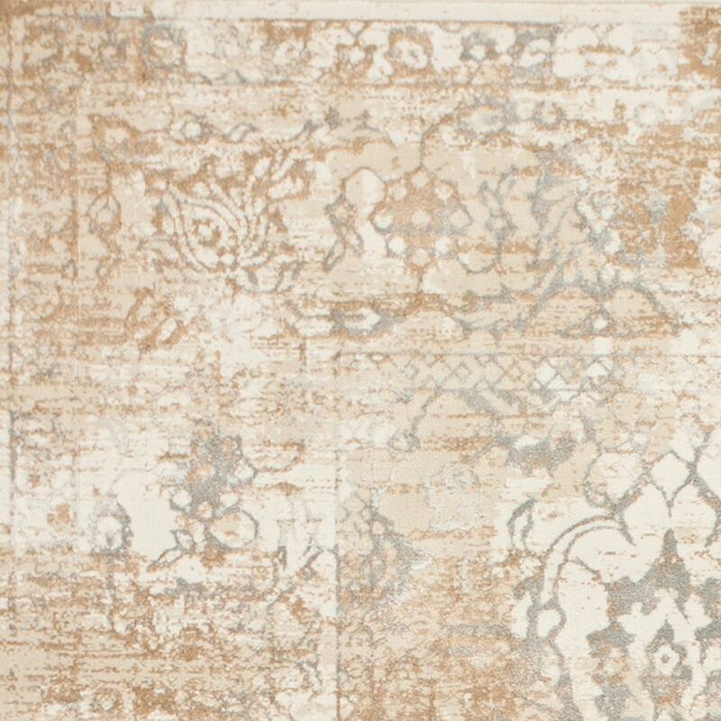 Domani Ekaterina Distressed Taupe Floral Runner Rug