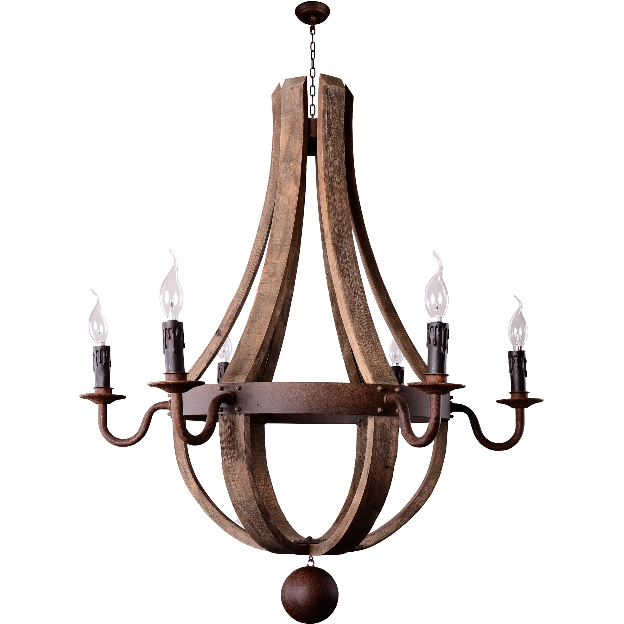 Halen Elton Home 6-light vintage rustic wine barrel reclaimed wood Chandelier pendant - Chandeliers For Bedrooms by Overstock.com
